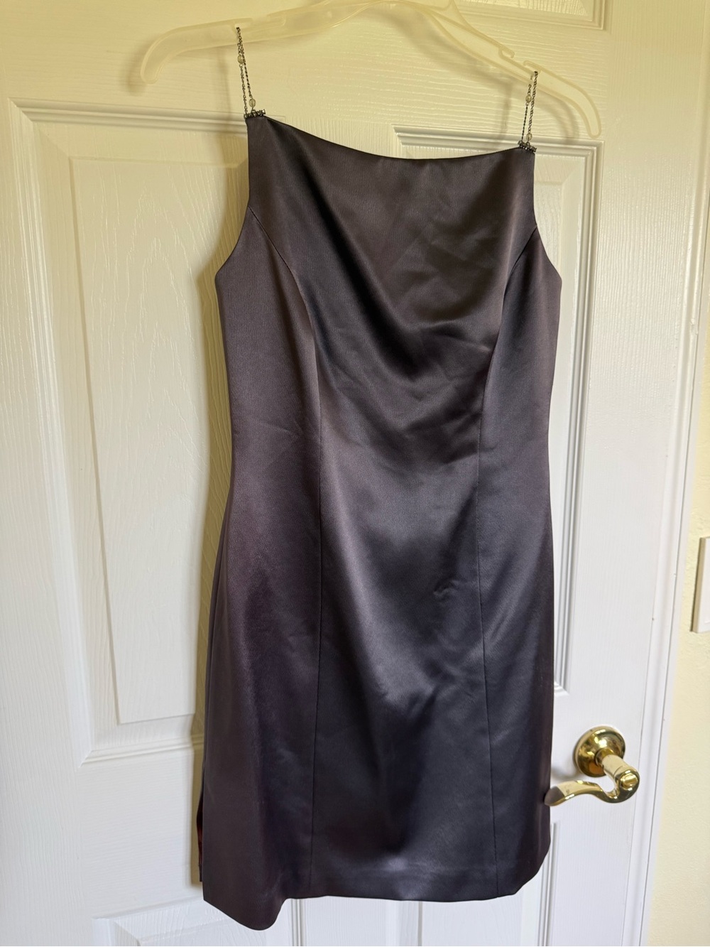 Sexy tahari slip dress with unique straps. Side slit.